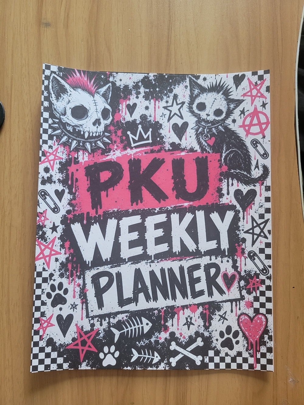 PKU Weekly Planner - Pink & Black Punk Design